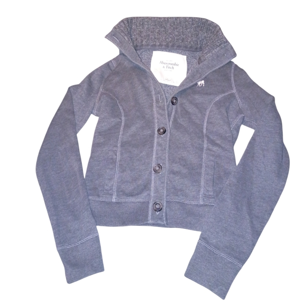Vintage Abercrombie & Fitch Gray Button Down Jacket Sweater